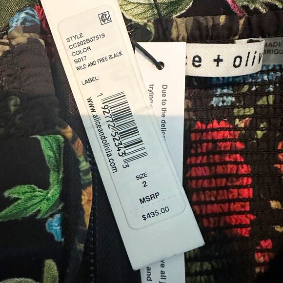 Alice + Olivia Heather  DEVORÉ Chiffon Asymmetrical Dress Floral Size 2 - Picture 6 of 14